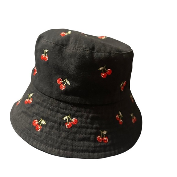 Forever 21 Black Cherry Embroidered Bucket Hat - Picture 2 of 4